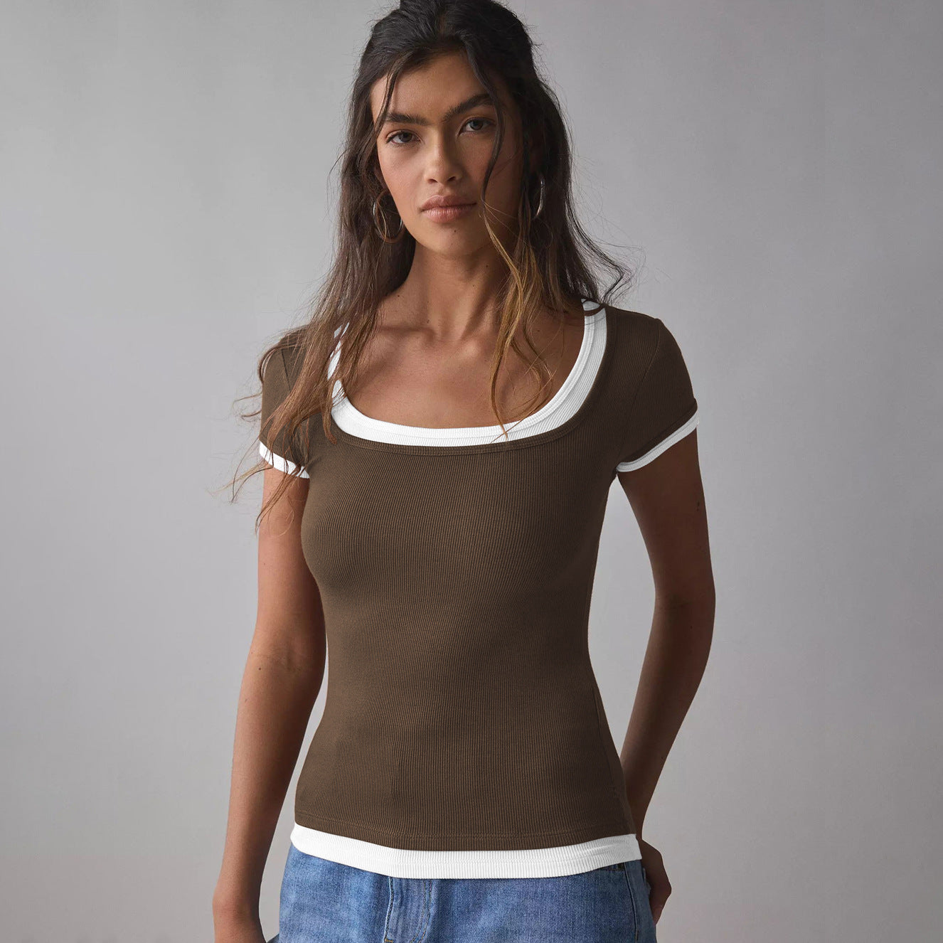 Soutien-gorge sans fil femme, coupe ajustée, col rond