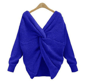 Pull en maille élégant col V femme