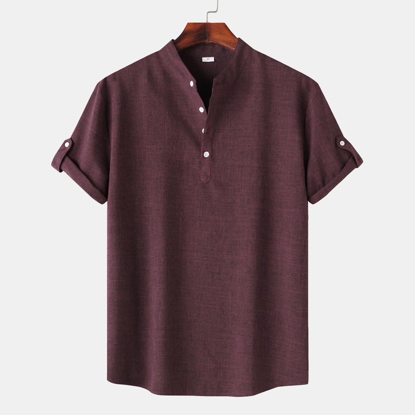 Chemise à manches courtes pour homme, style Henley moderne
