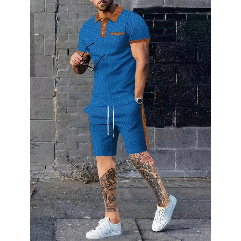Ensemble polo et short homme design contrasté sportif