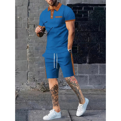 Ensemble polo et short homme design contrasté sportif
