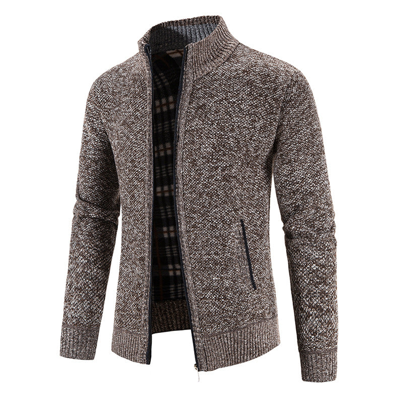 Cardigan homme col montant aspect piqué