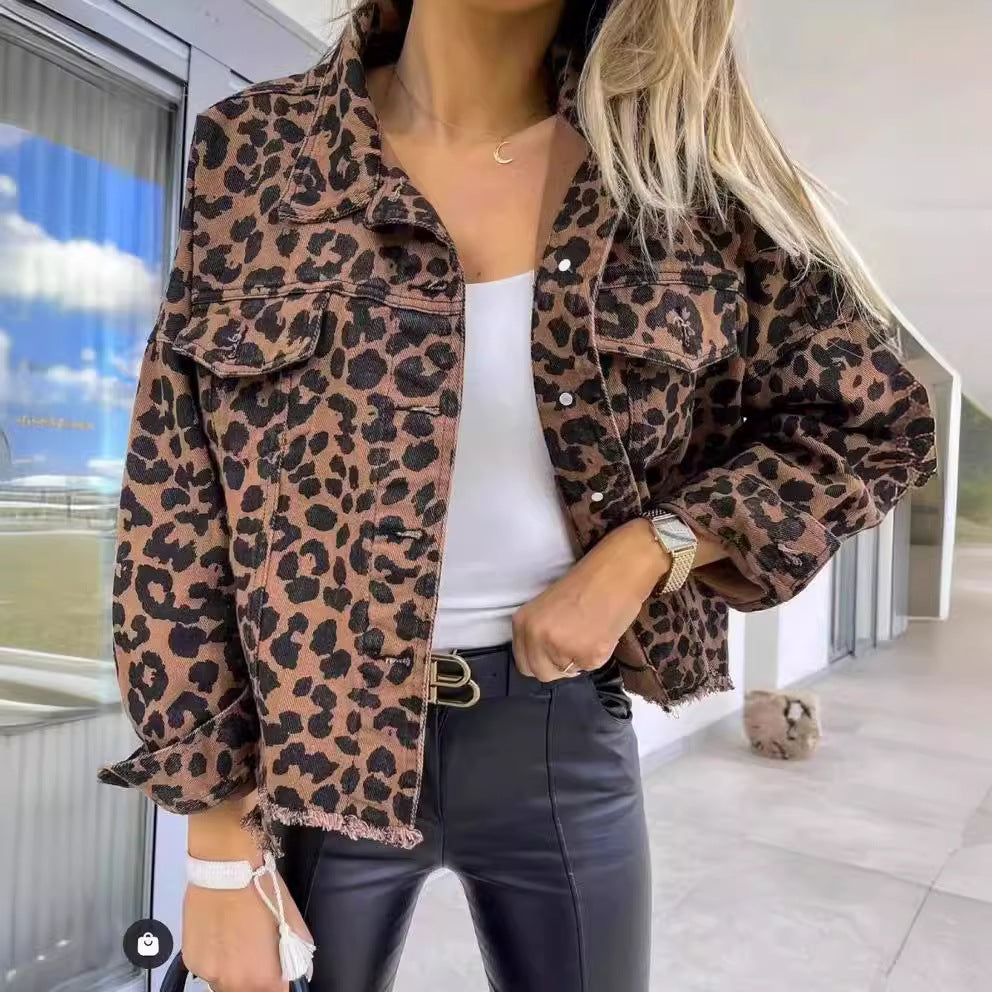 Mode femme veste en cuir motif lion style décontracté