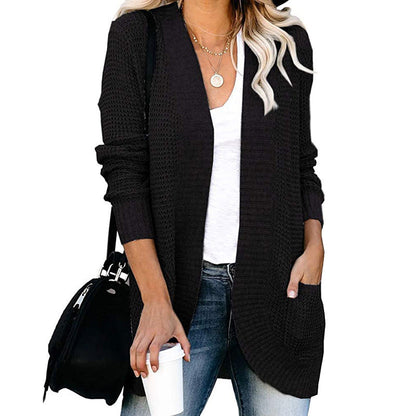 Cardigan décontracté ouvert devant avec poches pour femmes
