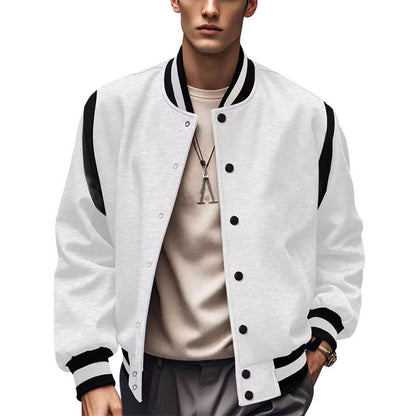 Herren Retro Collegejacke Sportlich Kontrast Ärmel - IdealeKleiden