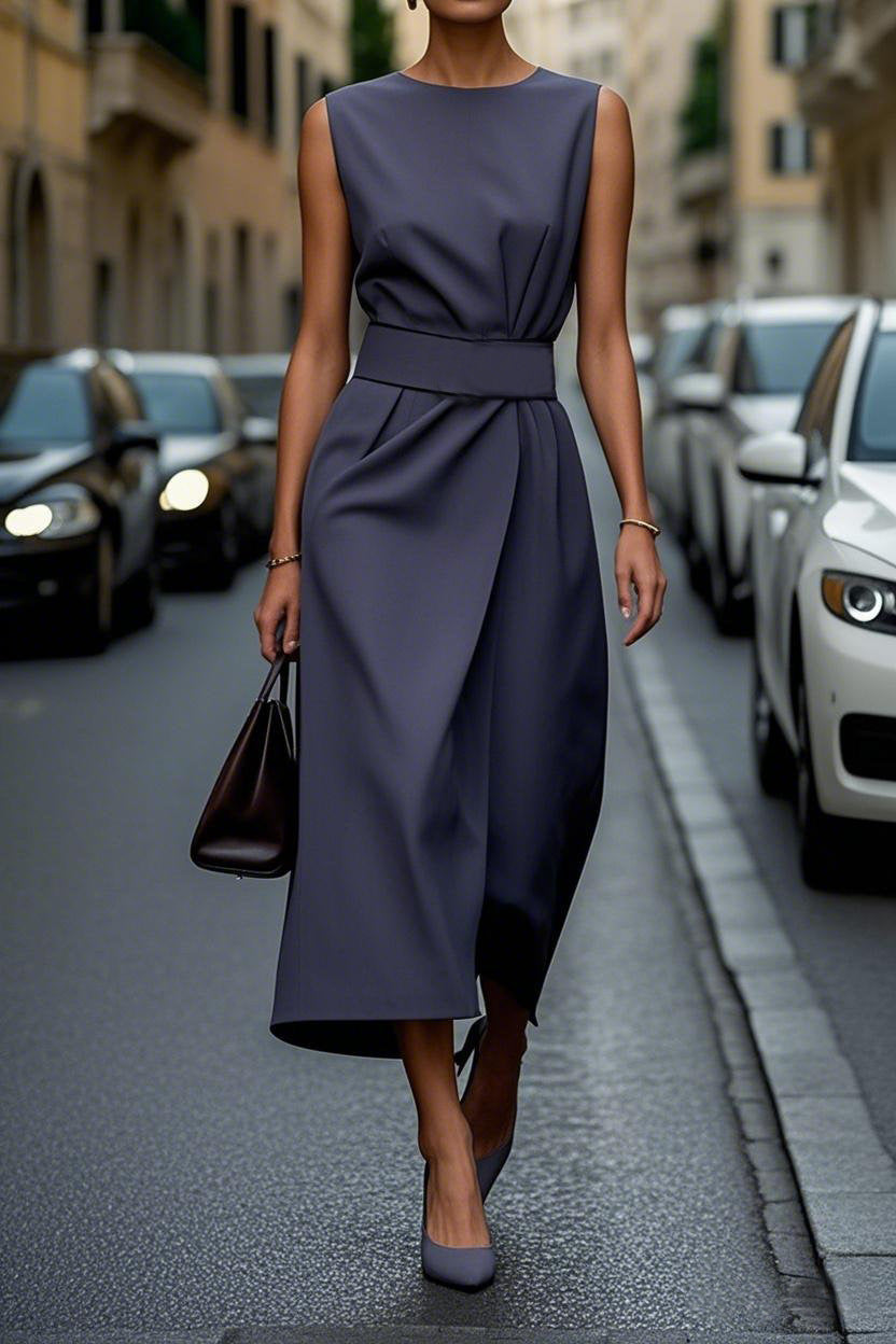 Robe longue femme élégante plissée