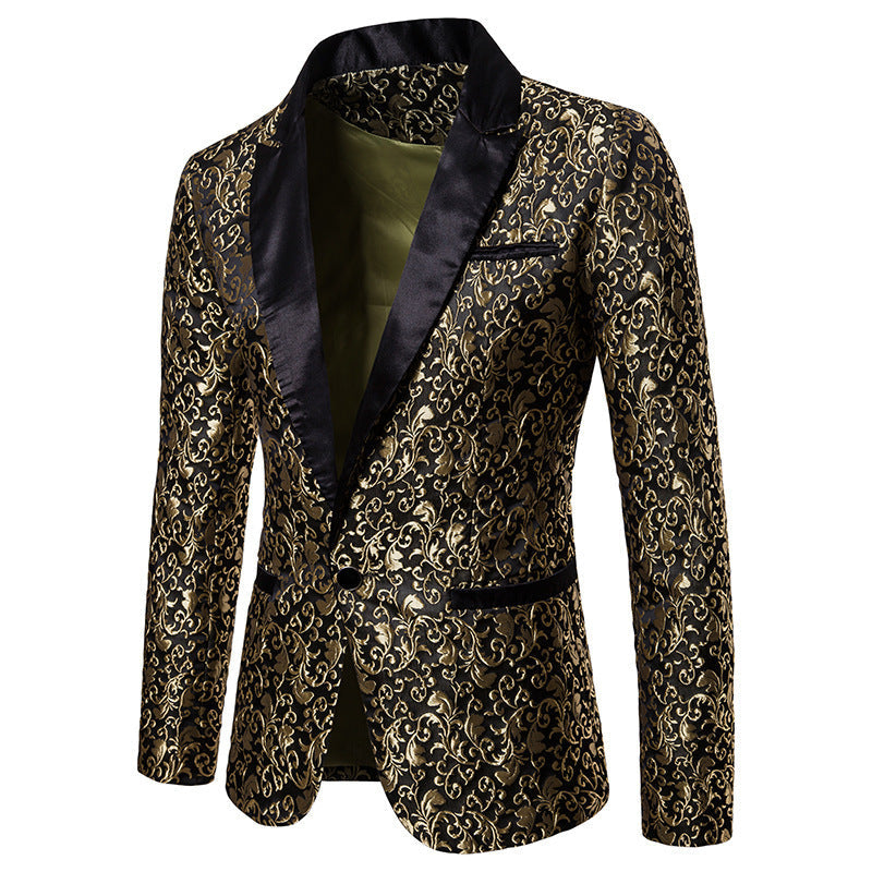 Blazer en velours pour homme, motif élégant, noir