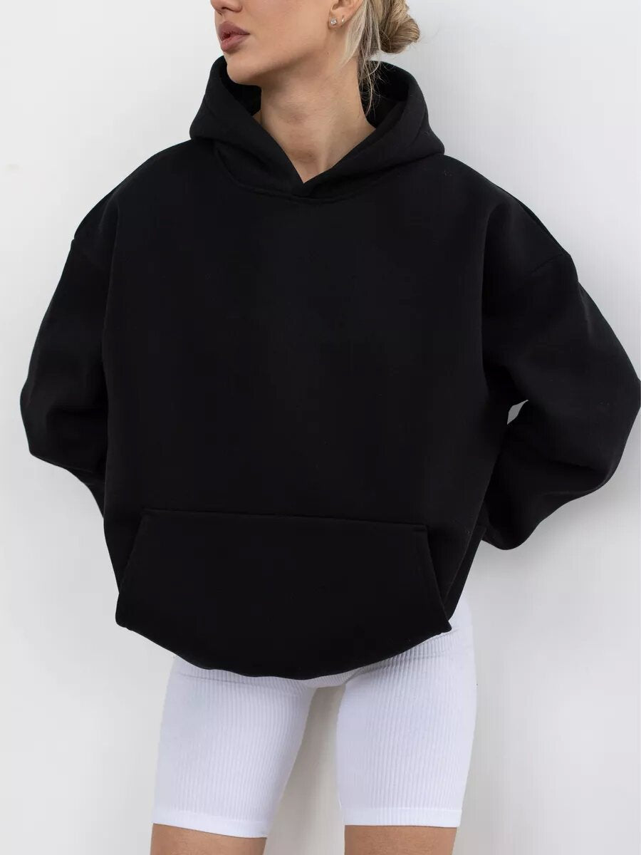 Grand Sweat à Capuche Doux et Moelleux pour Femmes avec Poche Kangourou