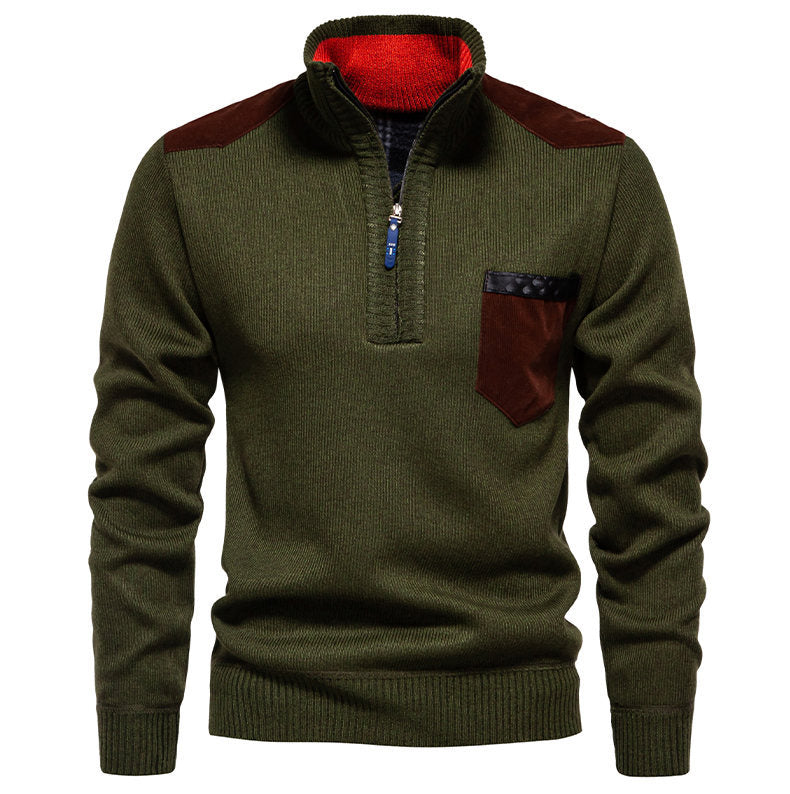 Pull Homme Moderne Col Semi-Montant Design Élégant