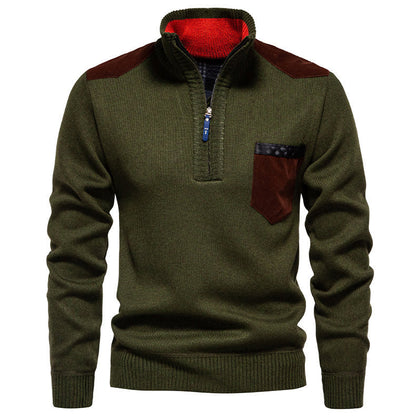 Pull Homme Moderne Col Semi-Montant Design Élégant