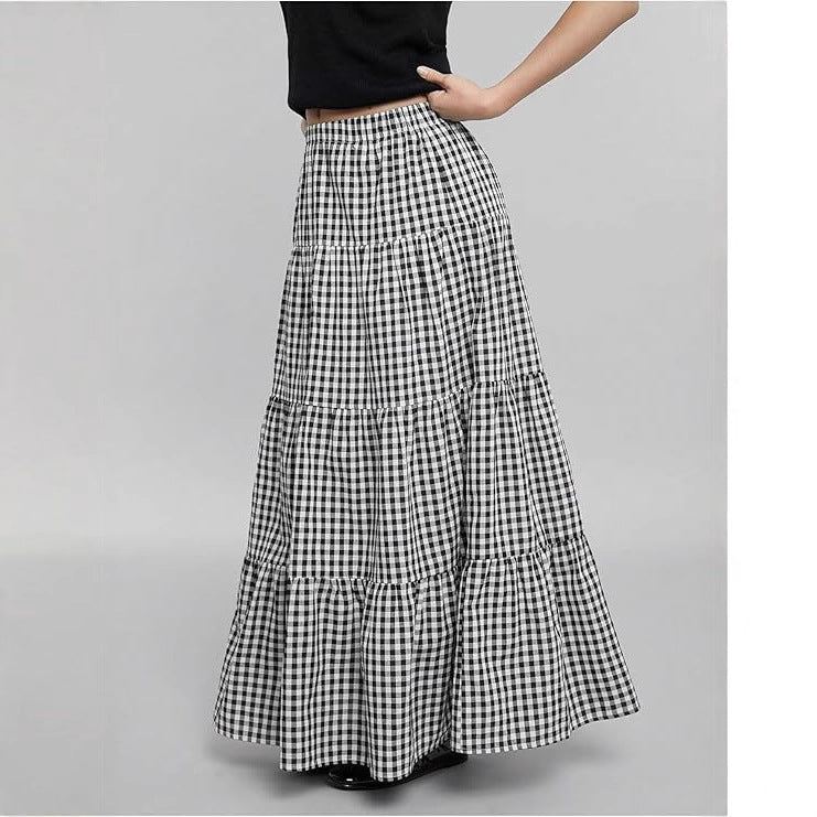 Jupe longue à carreaux élégante pour femme