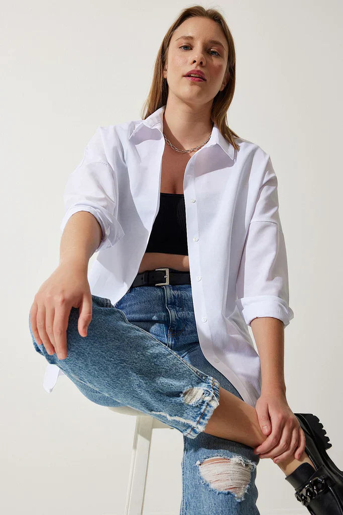 Blouse ample coton manches longues confort