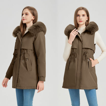 Parka d'hiver femme Col fourrure amovible Coupe slim