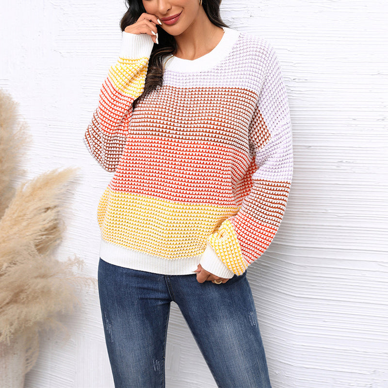 Pull en maille tendance color block