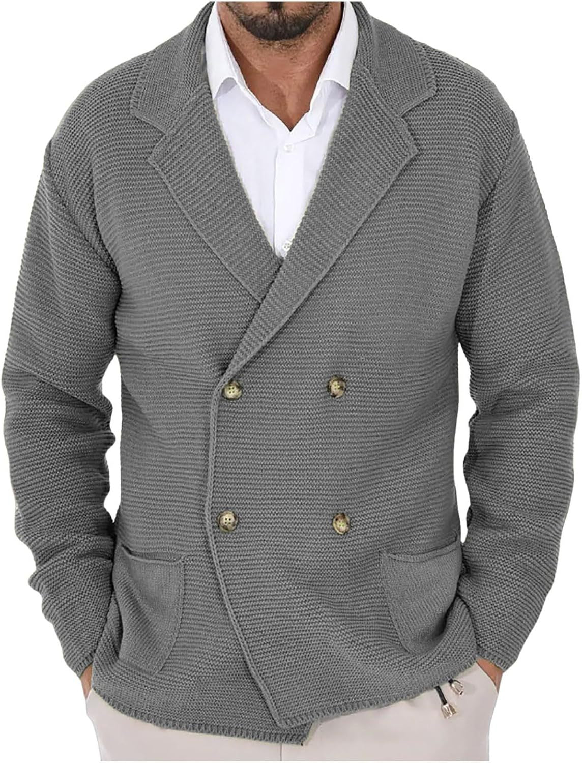 Cardigan Homme Moderne Tendance Avec Poches