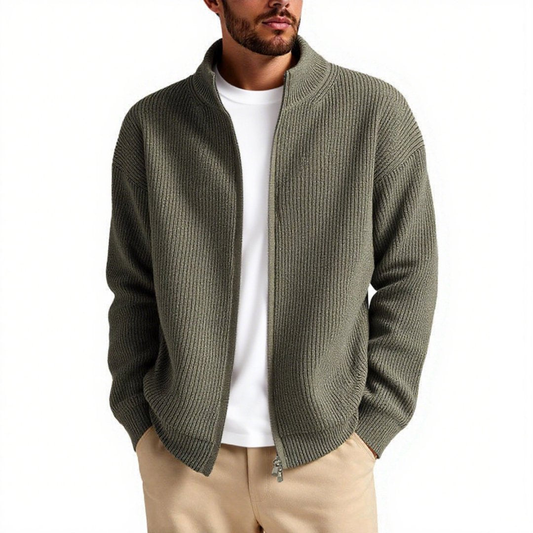 Gilet en tricot col montant zippé pratique pour homme