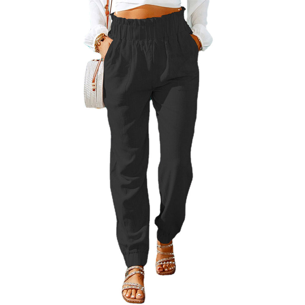 Pantalon d'été femme léger coton élastique