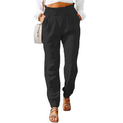 Pantalon d'été femme léger coton élastique
