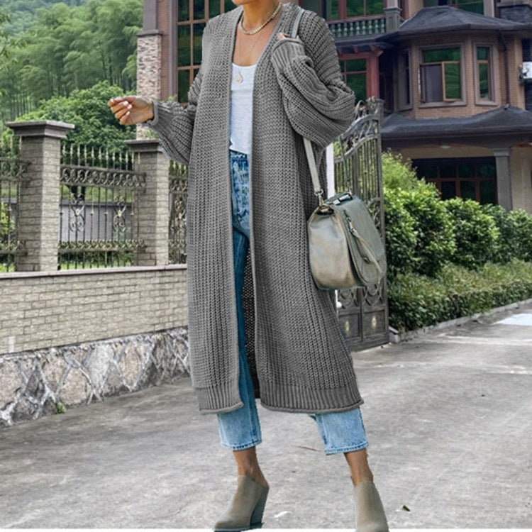 Cardigan en maille pour femme, manches larges, design élégant