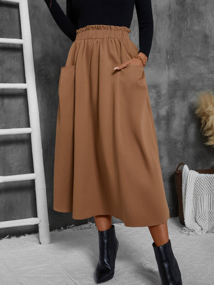 Jupe midi légère pour femme avec poches