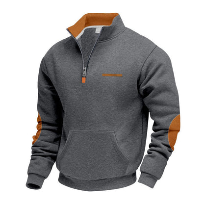 Pull à capuche pour homme moderne avec demi-zip coloré