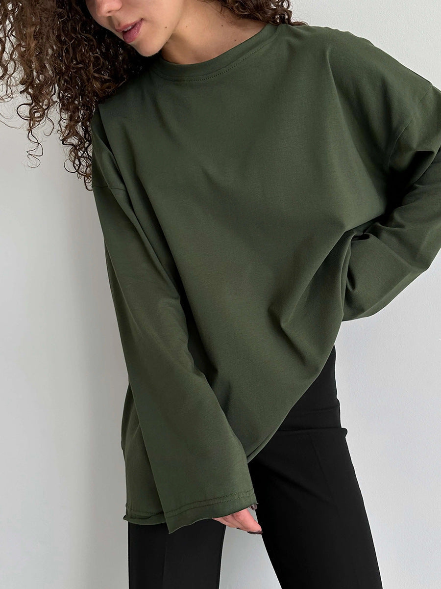 T-shirt oversize à manches longues pour femme, de haute qualité, moderne
