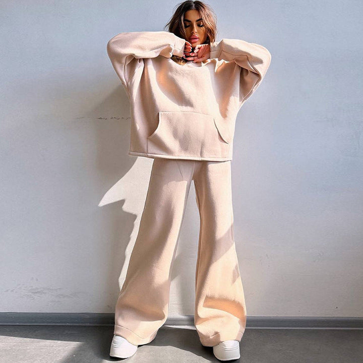 Damen Hoodie Oversized &amp; Weite Jogginghose Set - IdealeKleiden