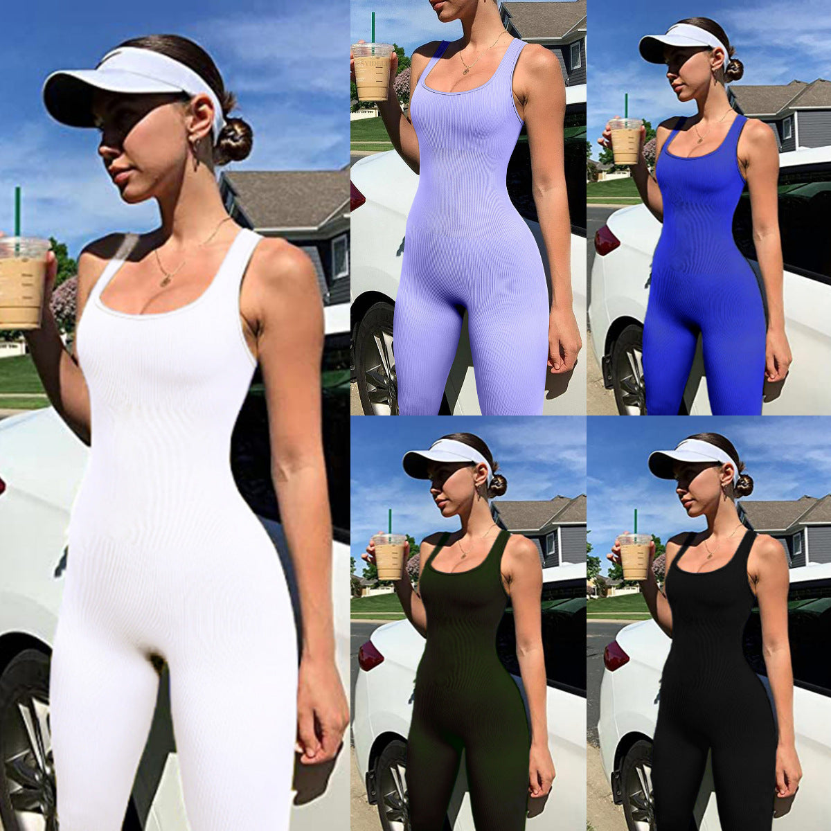 Damen Leggings-Overall Ripp-Design Trendy Elegant - IdealeKleiden