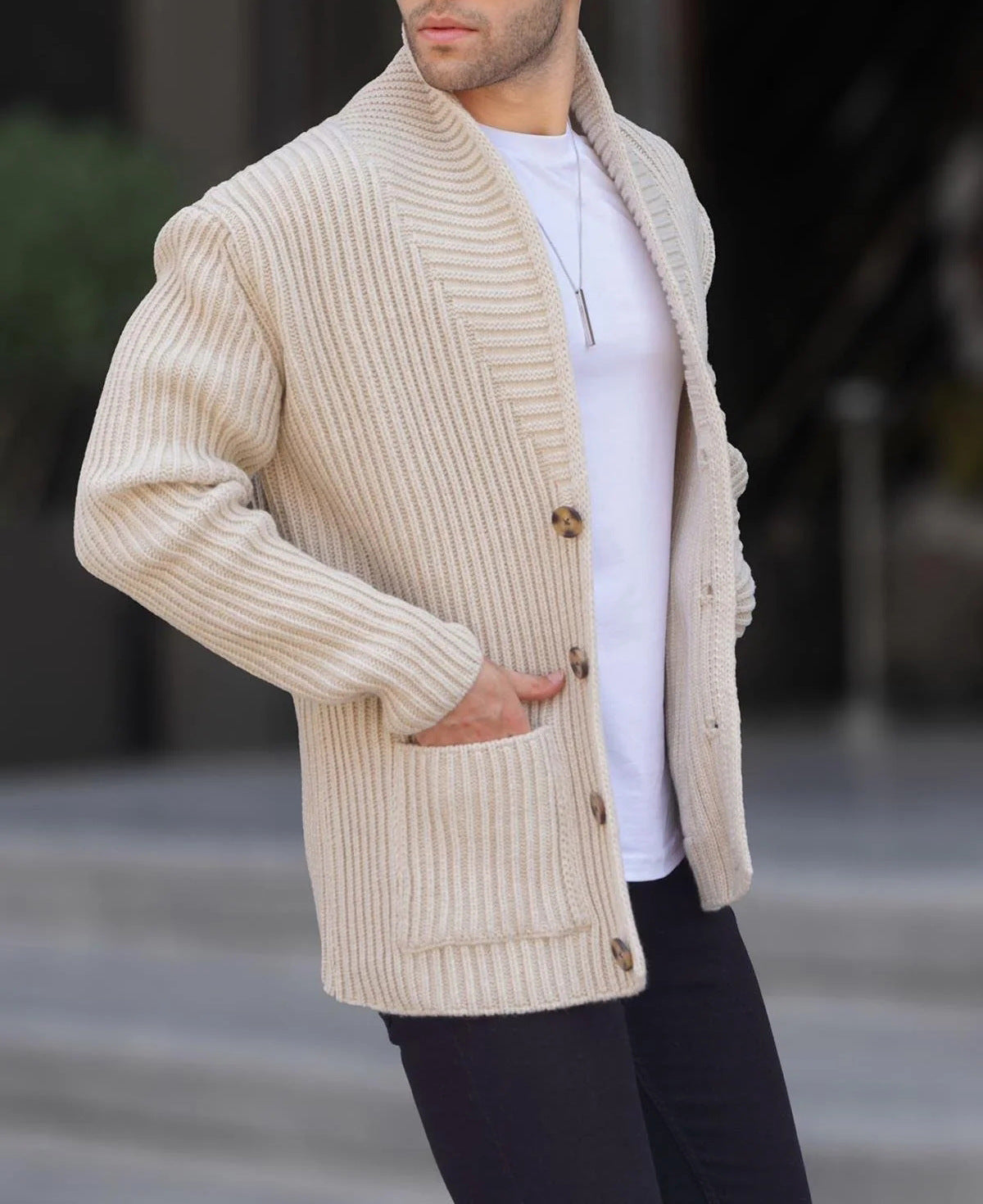 Hommes Pull Cardigan Design Moderne Boutons