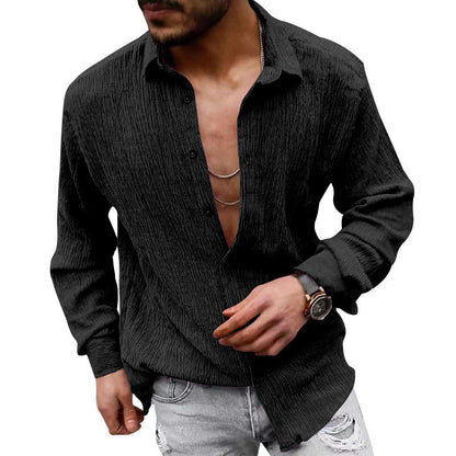 Chemise à manches longues homme effet texturé moderne