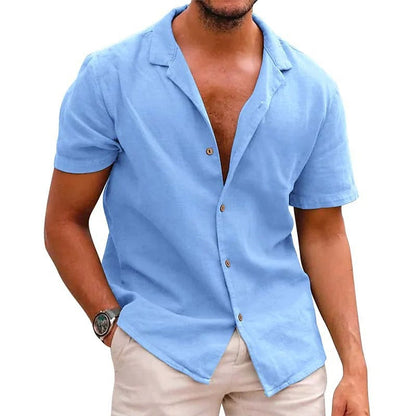 Chemise en lin homme été manches courtes légère