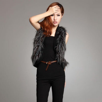 Gilet en peluche femme moderne à volants élégant