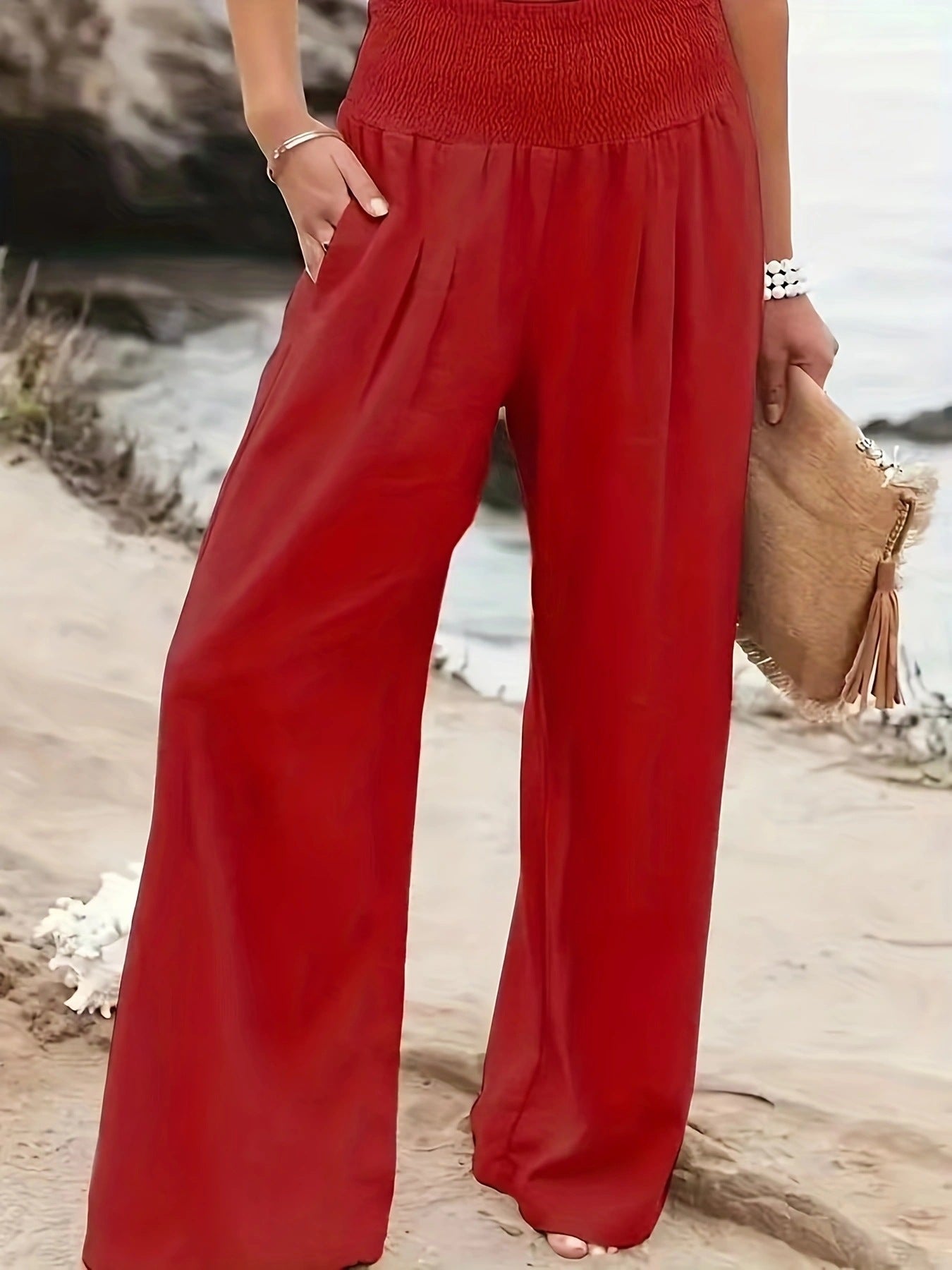 Pantalon ample en lin pour femme effet jupe-culotte