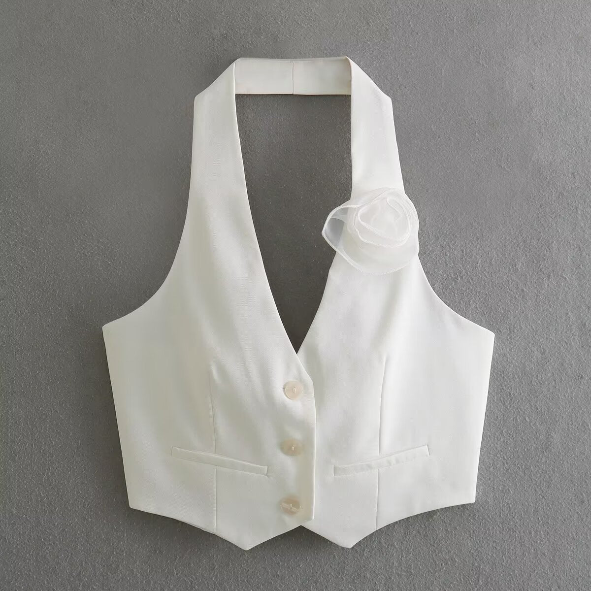 Gilet pour femme motif floral élégant long