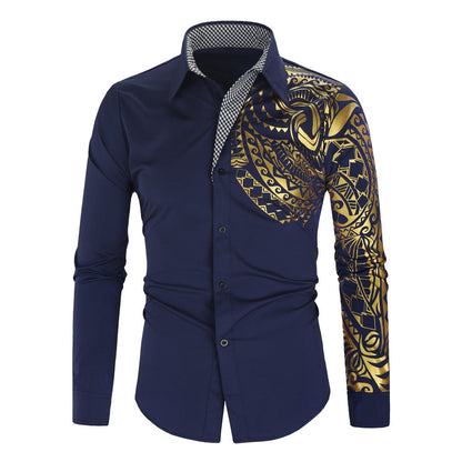 Chemise Homme Imprimé Exotique Col Contrastant