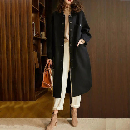 Manteau femme coupe évasée élégant fermeture boutonnée