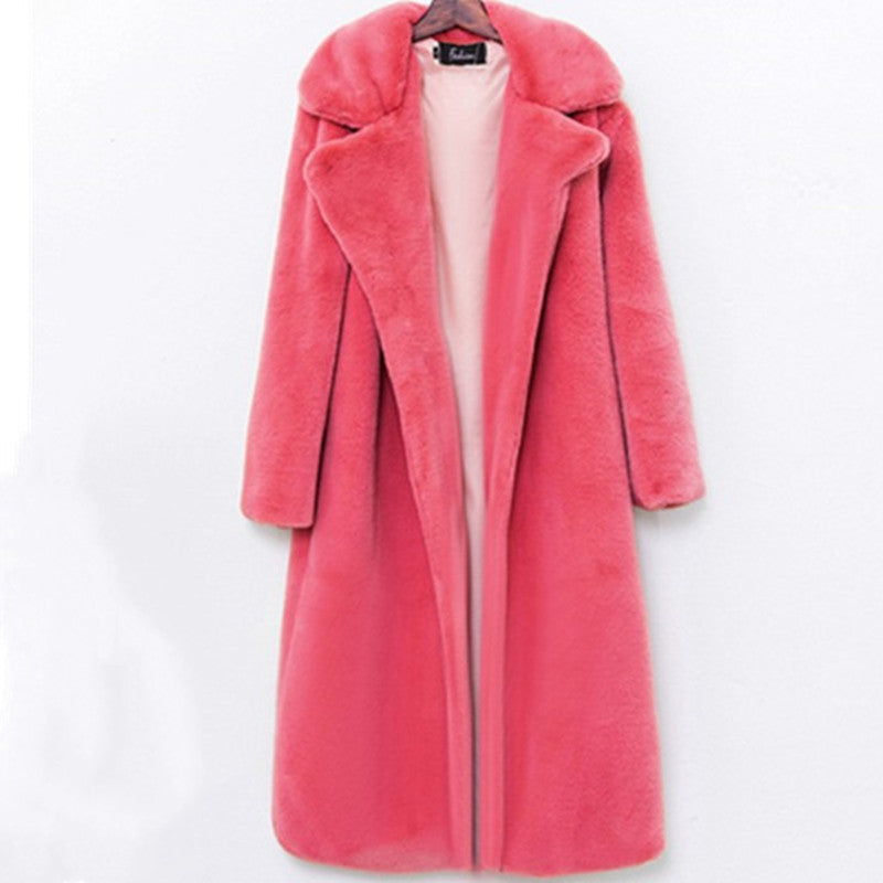 Manteau long femme de luxe style Teddy en fausse fourrure pour l'hiver