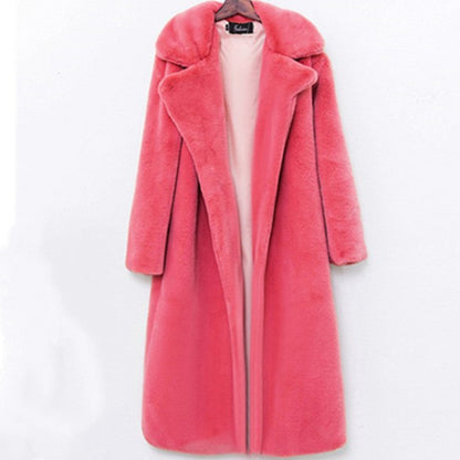 Manteau long femme de luxe style Teddy en fausse fourrure pour l'hiver