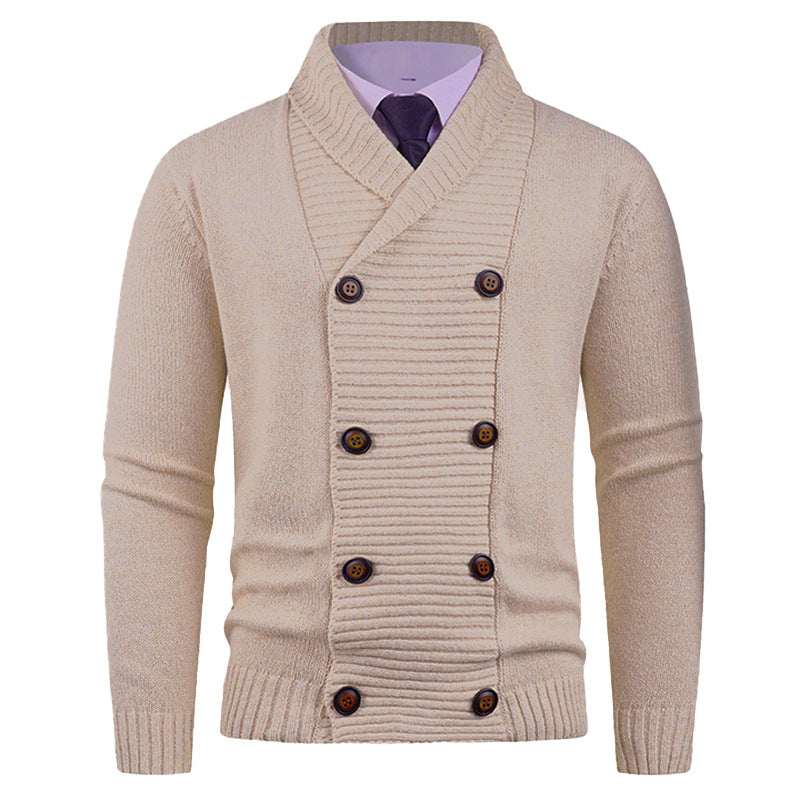 Gilet en maille moderne pour homme avec col châle et boutons