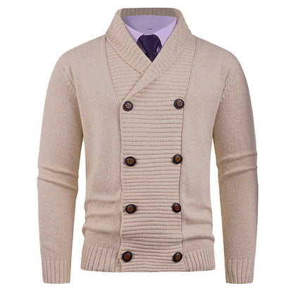 Gilet en maille moderne pour homme avec col châle et boutons