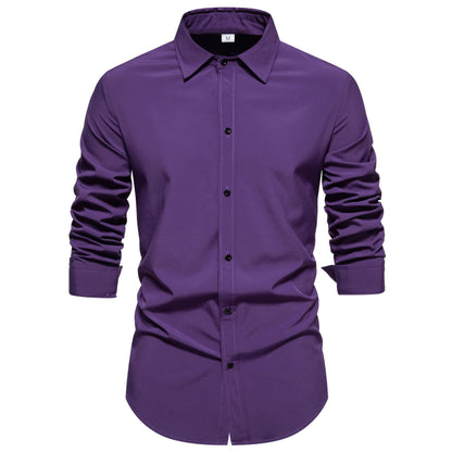 Chemise homme manches longues en coton coupe moderne