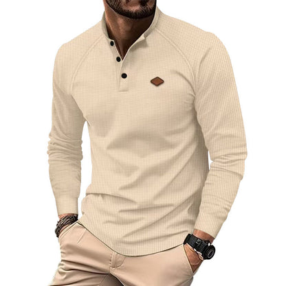 T-shirt à manches longues structuré et moderne pour homme, avec boutons