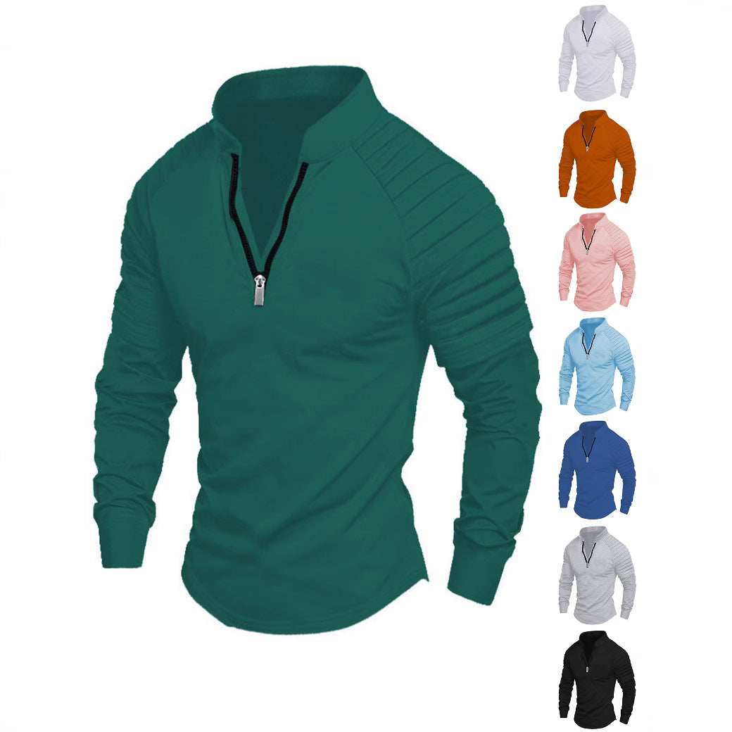 Herren Langarmshirt Sportlich Funktional Reißverschluss - IdealeKleiden