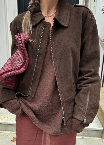 Veste en cuir tendance style court