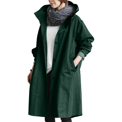 Manteau trench-coat oversize à capuche élégant pour femme