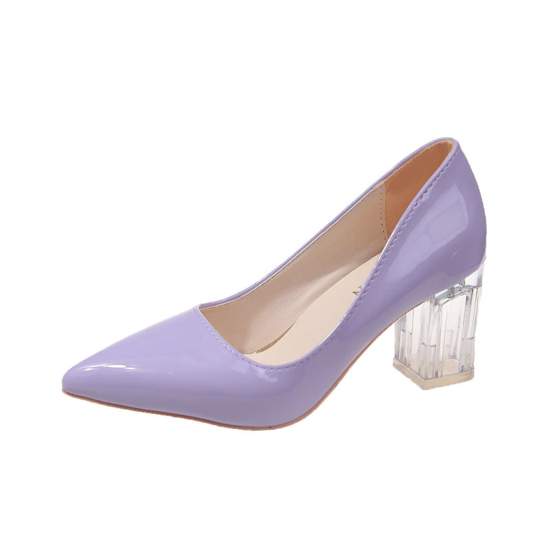 Escarpins à talons hauts avec talon transparent et bout pointu pour femmes
