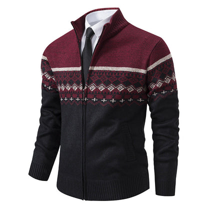 Pull Homme Col Montant Motif Norvégien Veste d'Hiver