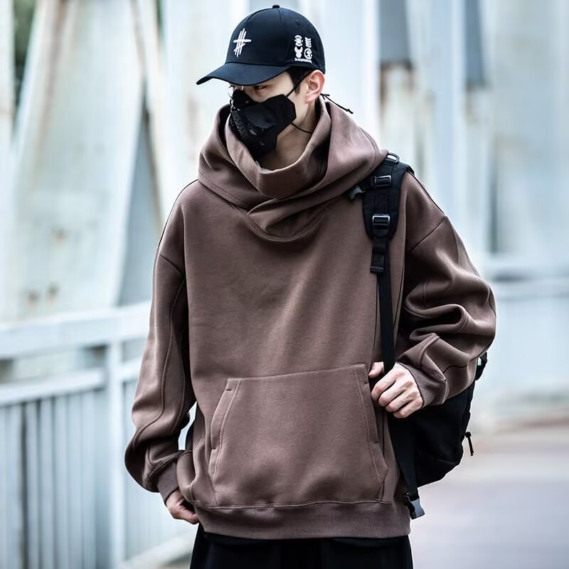 Sweat-shirt à capuche pour homme, moderne, col montant, pratique