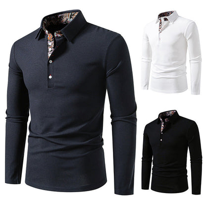Herren Poloshirt Langarm Moderner Kragen Stil - IdealeKleiden