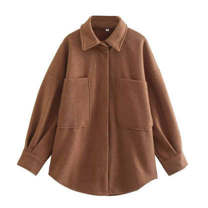 Veste en laine oversize femme avec poches et design chic